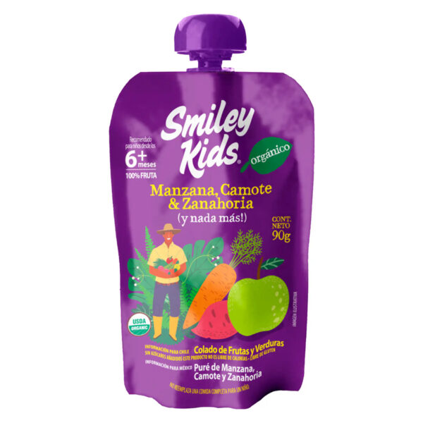 Pure de Manzana Camote Zanahoria - 90g / Smiley Kids
