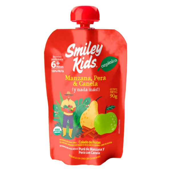 Pure de Manzana Pera Canela - 90g / Smiley Kids